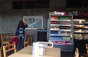 ... in the visitors center... behind this woman (visible through a wall of windows) are the real Cliffs of Moher... ;-)