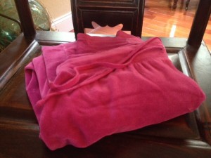 ... my lucky pink velour pants are out and ready for kick-off... doing all I can to help the Denver Broncos bring home a big Super Bowl win tonight! ;-)