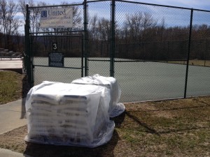 ... after working out today, we noticed they're getting ready to prep the outdoor tennis courts and open them for the season... can't wait! 