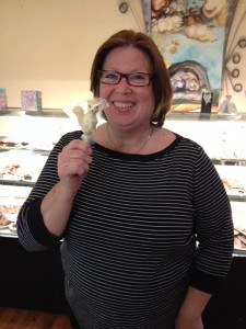 ... check out the white squirrel chocolate pops for sale at Downtown Chocolates!