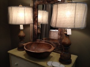... love these lamps and wooden bowl...
