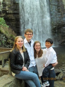 Dan & Mary K's children at Looking Glass Falls...
